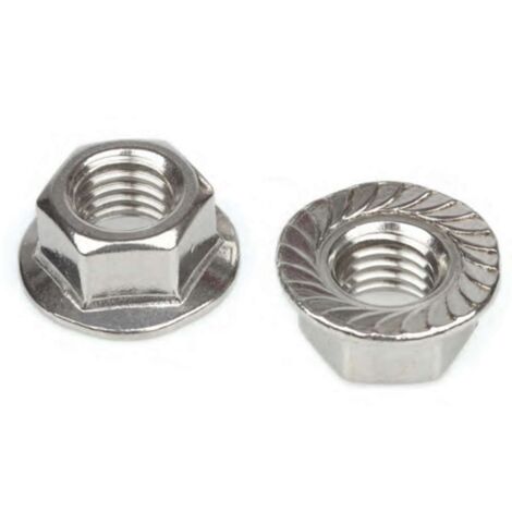 Dadi flangiati zigrinati Inox A2 - M6 - 10 pz.