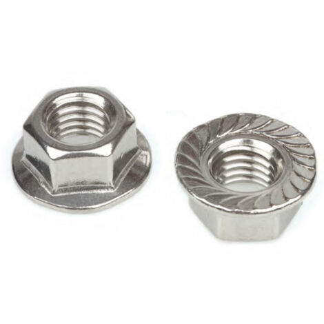 Dadi flangiati zigrinati Inox A2 - M10 - 4 pz.