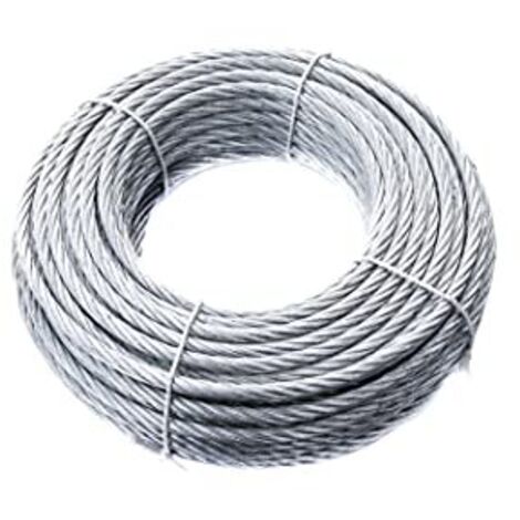 Fune In Acciaio Zincato 25mt Diametro 10mm - Treccia 12x6 72 Fili, Portata 3200kg, Per Uso Industriale E Fai Da Te