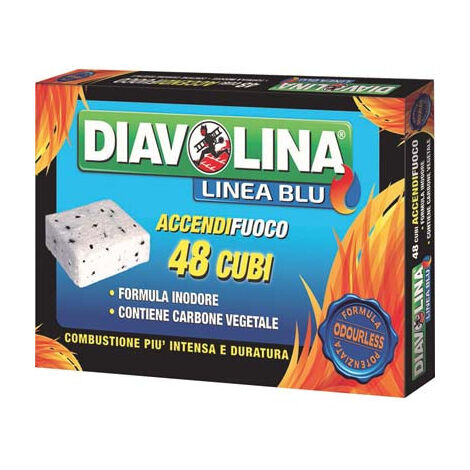 ACCENDIFUOCO LIGNITE DIAVOLINA LINEA BLU - SENZA ODORI CUBETTI 48 - 24 pezzi