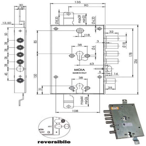 Serratura Blindata a Cilindro Triplice E63 Moia 6654/280 con Servizio Sicurezza