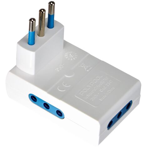 Adattatore Salvaspazio con spina 10A 2P+T e 3 prese 10A 2P+T bianco (1/5)