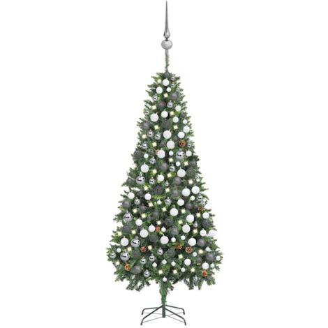 Set Albero Natale Artificiale con LED Palline e Pigne 210 cm (1/5)