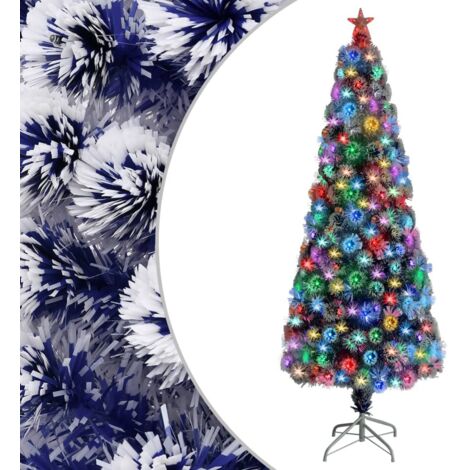Albero Natale Preilluminato Bianco e Blu 240 cm in Fibra Ottica vidaXL