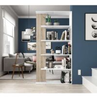 Fores Libreria Alida 5 Ripiani Bianco Artik e Rovere Canadian 180x90x25 cm