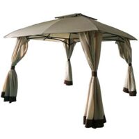 Gazebo in Acciaio e Poliestere - Beige - 3x3 Metri