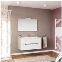 Mobile bagno sospeso bianco grigio lavabo 100cm specchio luce Iris 100