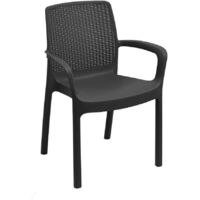 Sedia da Giardino Impilabile Effetto Rattan Antracite Regina - 61x54x82 cm - Ipae Progarden