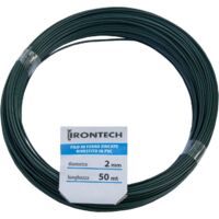 Filo di ferro zincato rivestito PVC verde Diam. 2,0 mm. 50 mt.