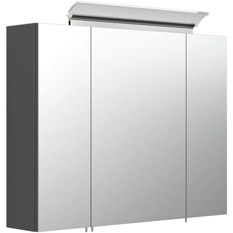 Armario con espejo 80cm Incl. Lámpara LED y estantes de cristal