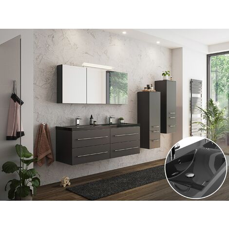 Armario de baño de pared con espejo - estanterías para el cuarto de baño -  roble - PURNAL