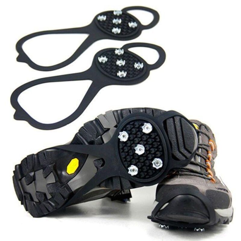 Crampons Antidérapants Pour Chaussures - Lot De 2 Paires - 10 Pointes Acier, Ajustables, Pour Glace Et Neige