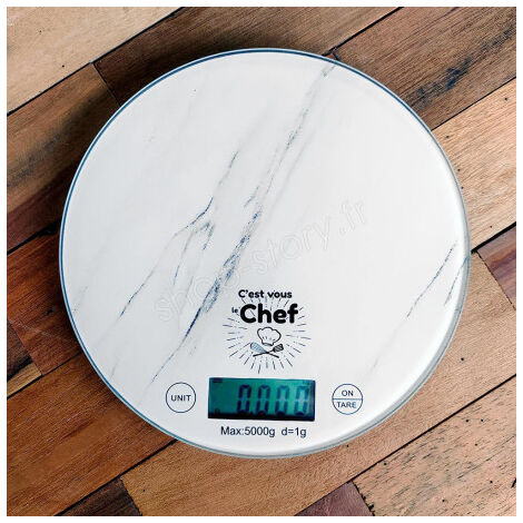 Balance de Cuisine Ronde Numérique - 5kg - Écran LCD - Effet Marbre (1/5)