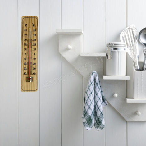 Thermomètre en bois mural pour intérieur et extérieur de -40°C à +50°C - 22 cm (1/5)