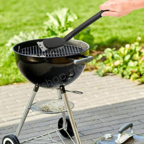 Brosse de nettoyage barbecue en acier inoxydable avec grattoir et poils métalliques (1/5)