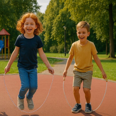 Corde À Sauter 2.10 M Solide Et Légère Avec Poignées En Bois Naturel Pour Enfants Et Adultes  Couleurs Aleatoires