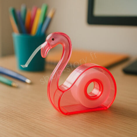 Dévidoir à Main Flamand Rose 10 cm pour Ruban Adhésif avec 1 Rouleau Couleur Aléatoire et Format Compact (1/4)