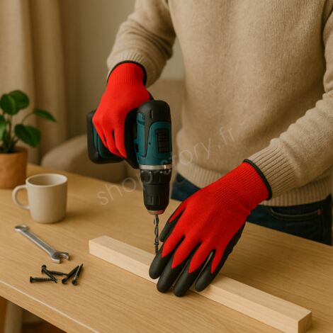 Gants de Manutention en Nitrile Tricot Sans Couture Paume Antidérapante Taille Unique Couleur Aléatoire (1/5)