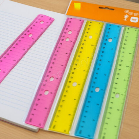 Pack de 4 Règles Plates en Plastique 30 cm Multicolores Idéal pour École et Bureau (1/5)