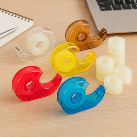 Pack de 2 Dévidoirs à Main 9 cm pour Ruban Adhésif avec 10 Rouleaux Couleur Aléatoire Format Compact et Pratique (1/4)