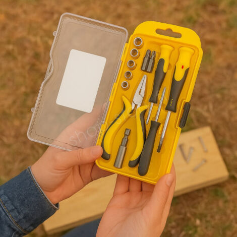 Mini Coffret Outils 22 Pièces – Tournevis, Pince, Douilles & Embouts pour Bricolage Maison (1/5)