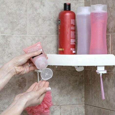 Etagère d'angle avec bouton poussoir sans percer