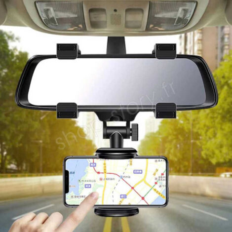 SWIVEL 360 : Support de Téléphone Universel Rotatif Réglable et Rétractable Fixation au Rétroviseur (1/5)