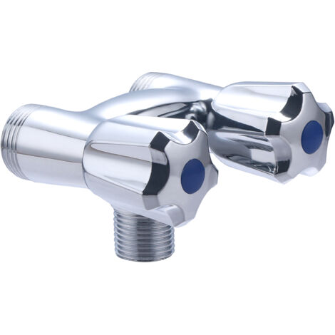 Rubinetto Bagno Cucina Valvola Angolare Doppio Controllo G1/2 - Rubinetto Triangolare Per Lavatrice, WC E Bidet - Controllo Separato Acqua Valvola Angolare G1/2