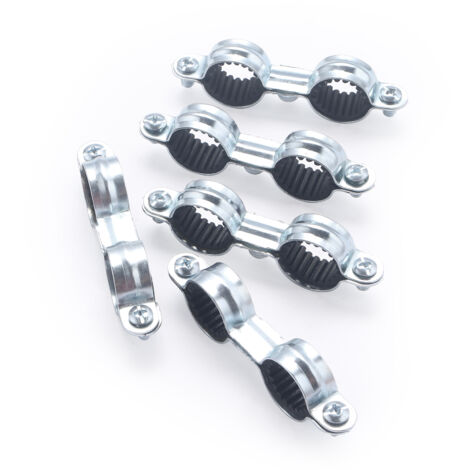 Morsetto isofonico doppio in acciaio zincato per tubo NOYON & THIEBAULT - Ø 16 mm Passo vite m7x150 Sacchetto 5 pz - 7116-S5