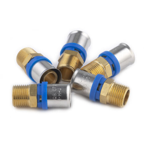 Multistrato a pressare raccordo multiprofilo maschio M15x21 Ø20 - Sacchetto con 5 raccordi NOYON & THIEBAULT