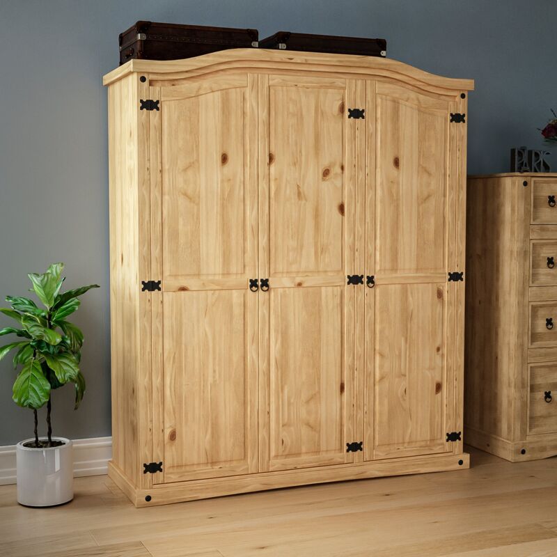 Solid pine 4 on sale door wardrobe