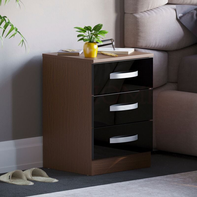 Dark brown deals nightstand with drawers