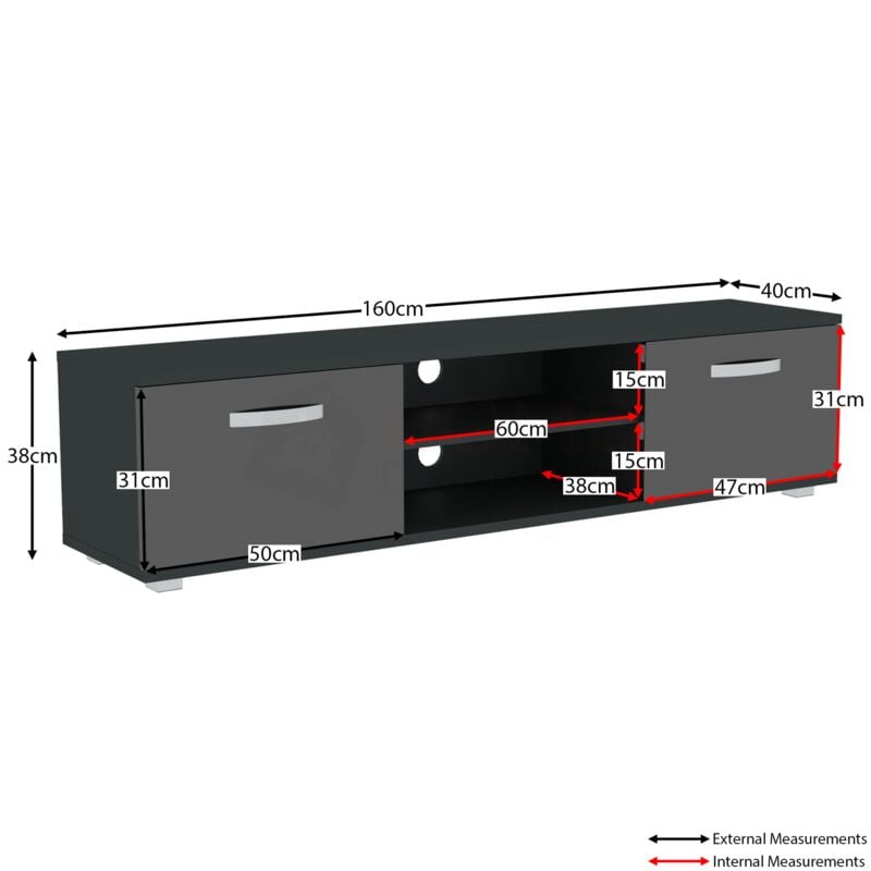 Enzo Modern 2 Doors 2 Drawers LED TV Stand Media Unit (160cms) High Gl -  Casa Maria Designs