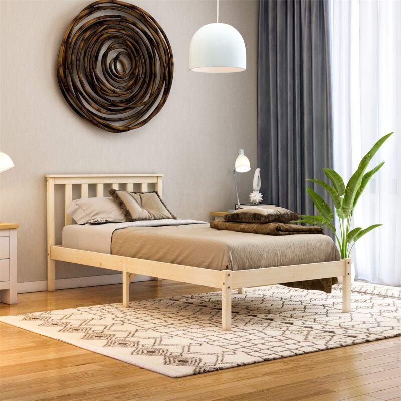 Low Foot End Bed Frame Solid Pine Wood Pine Vida Designs Milan Single Bed Headboard Bedroom Furniture 3ft 