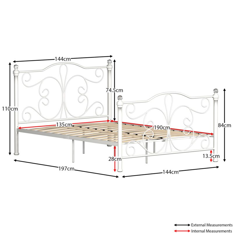 Black 4ft Bed Frame Metal Headboard High Foot End Bedroom Furniture Vida Designs Chicago Small Double Bed 