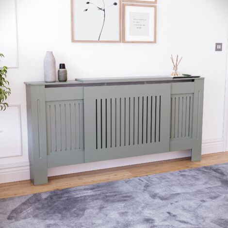Chelsea Radiator Cover MDF Modern Cabinet Slatted Grill, Grey, Adjustable