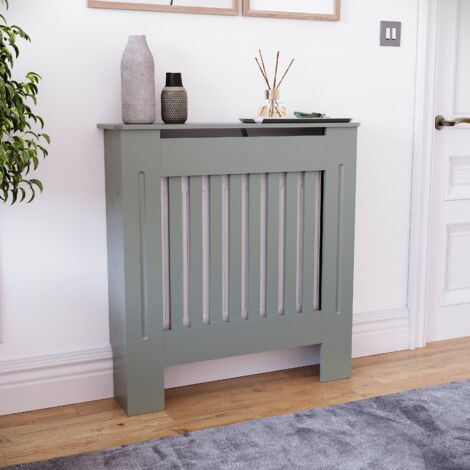 Chelsea Radiator Cover MDF Modern Cabinet Slatted Grill, Grey, Small