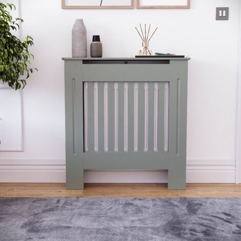 Chelsea Radiator Cover MDF Modern Cabinet Slatted Grill, Grey, Small