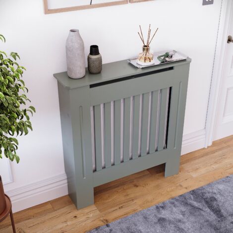 Chelsea Radiator Cover MDF Modern Cabinet Slatted Grill, Grey, Small