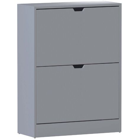 2 Drawer Shoe Cabinet Hallway Storage Cupboard Stand, 100% FSC, Grey