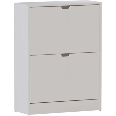 2 Drawer Shoe Cabinet Hallway Storage Cupboard Stand, 100% FSC, White