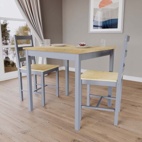 Yorkshire 2 Seater Dining Set Kitchen Dining Table and Chairs Furniture Set Of 2, Grey-&-Pine