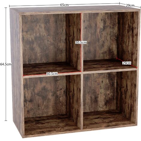 Durham 4 Cube Bookcase Shelf Wooden Display Storage Rack Free Standing Shelf Unit, DarkWood-0-Baskets