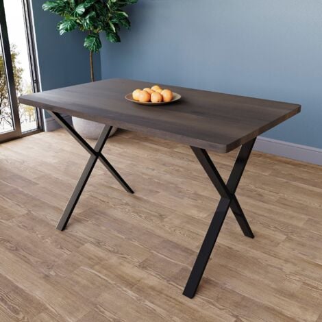 4 Seater Dining Table With X Shape Legs MDF Dining Area Kitchen Furniture, Walnut