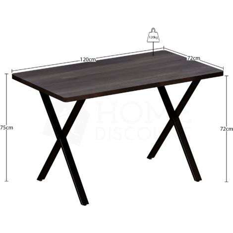 4 Seater Dining Table With X Shape Legs MDF Dining Area Kitchen Furniture, Walnut