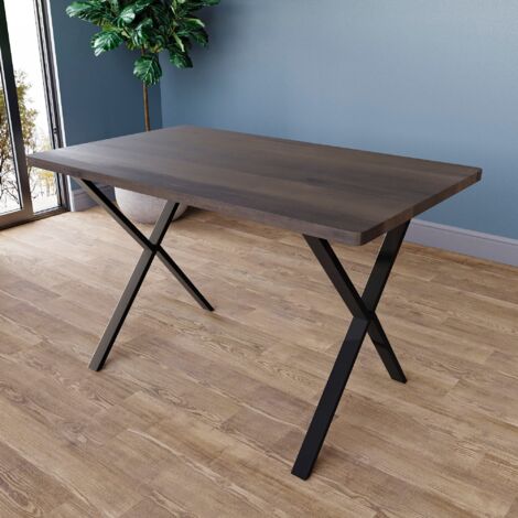 4 Seater Dining Table With X Shape Legs MDF Dining Area Kitchen Furniture, Walnut