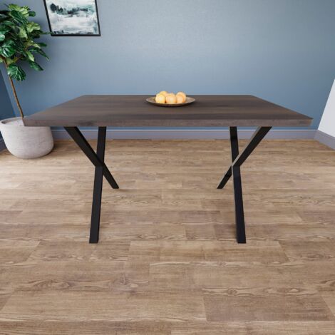 4 Seater Dining Table With X Shape Legs MDF Dining Area Kitchen Furniture, Walnut