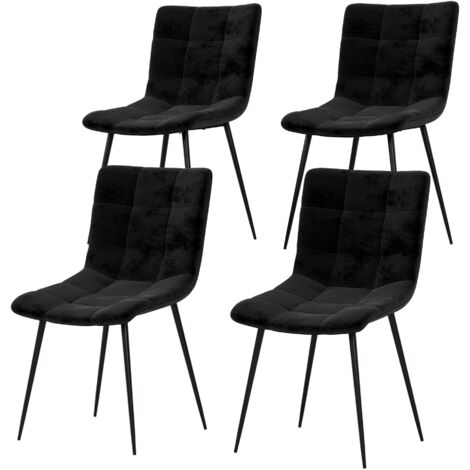 Vida Designs Richton Set Of 4 Upholstered Velvet Fabric Dining Chairs, Black (1/5)
