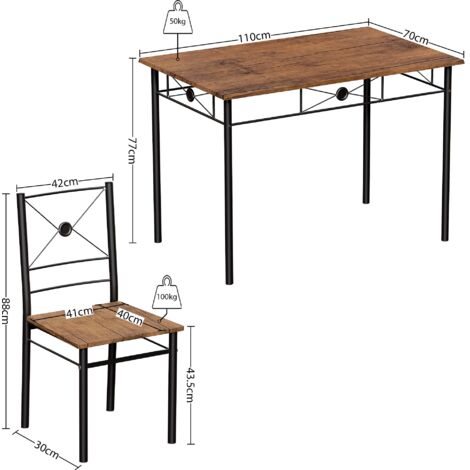 Roslyn 4 Seater Dining Set Kitchen Dining Table and Chairs Furniture, Dark-Wood