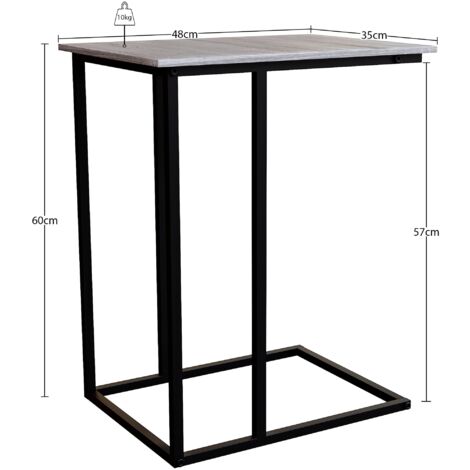 Brooklyn C Shaped Side Table MDF Sofa Coffee End Table, Grey